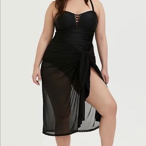 NWOT Torrid Swim Cover-up Sarong Black Mesh Plus Size